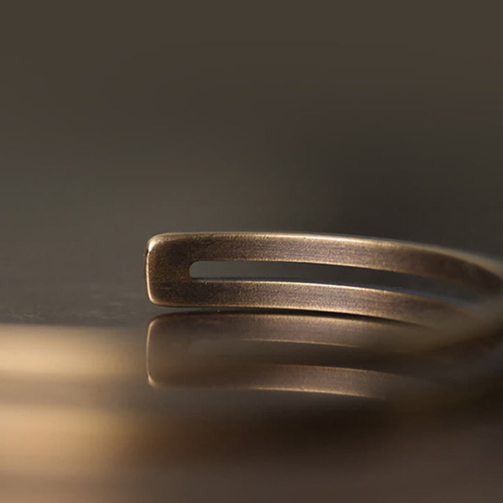 Rustikales Kupfer-Glücks-Wikinger-Manschettenarmband mit Buddha Stonesn