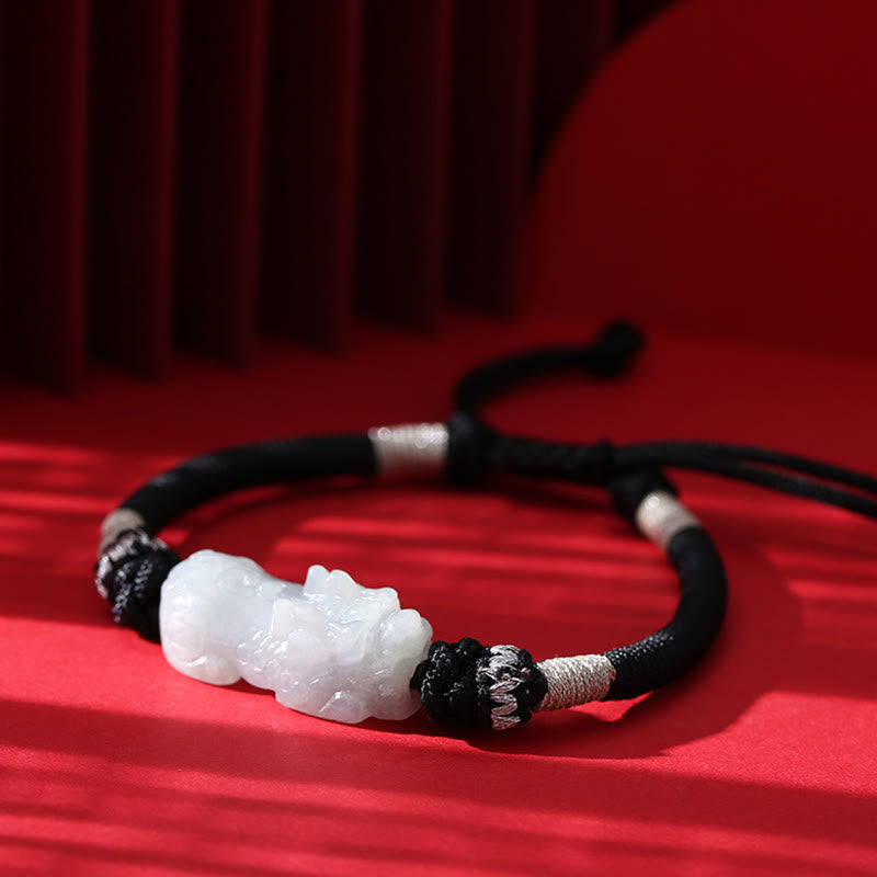 Buddha Stones Handgefertigtes geflochtenes Armband aus PiXiu-Glück und Wohlstand aus natürlicher Jade - image 1