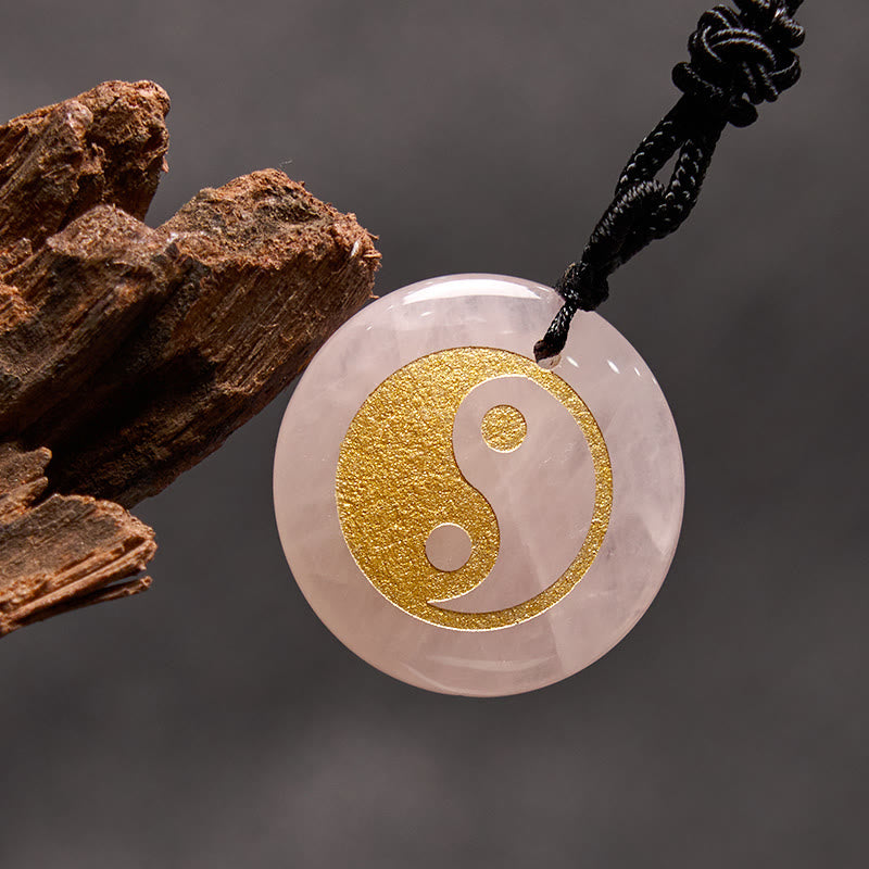 Buddha-Steine, verschiedene Kristalle, Amethyst, Tigerauge, grüner Aventurin, Yin Yang, spiritueller Halskettenanhänger