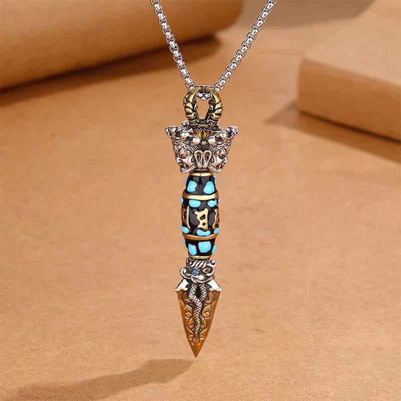 Buddha Stones Tibet Om Mani Padme Hum Dzi Perle Dorje Vajra Muster Reichtum drehbarer Halskettenanhänger - image 2