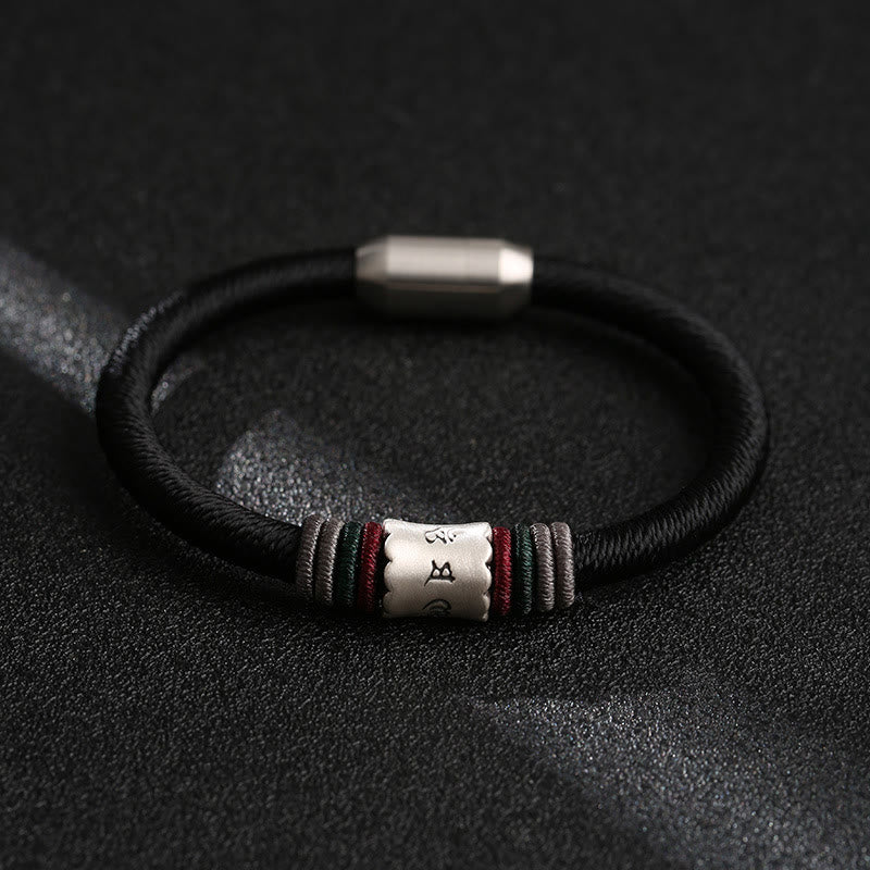 Buddha Stones 999 Sterling Silber Om Mani Padme Hum Peace Armband mit Magnetschnalle