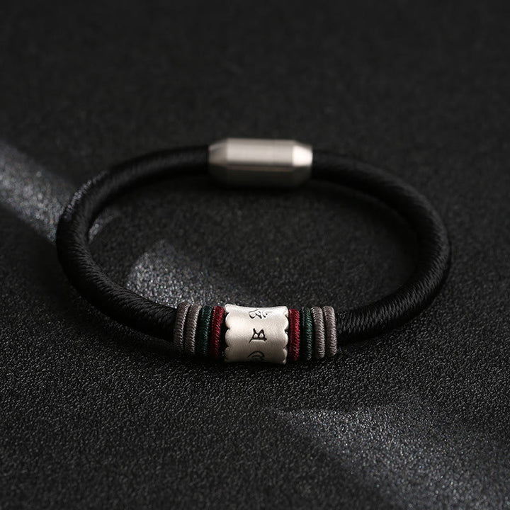 Buddha Stones 999 Sterling Silber Om Mani Padme Hum Peace Armband mit Magnetschnalle