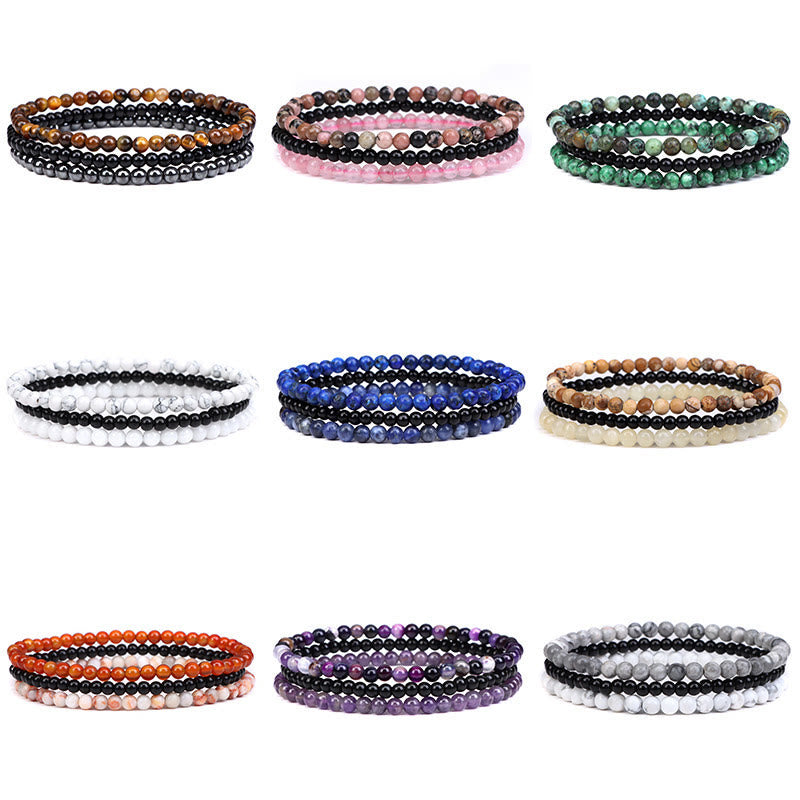 Buddha Stones 3-teiliges spirituelles Armband aus natürlichem Kristallstein für inneren Frieden