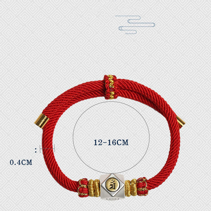 Buddha Stones 999 Sterling Silber Chinesisches Sternzeichen Natal Buddha Rotes Seil GlĂŒck StĂ€rke Handgefertigtes Kinderarmband
