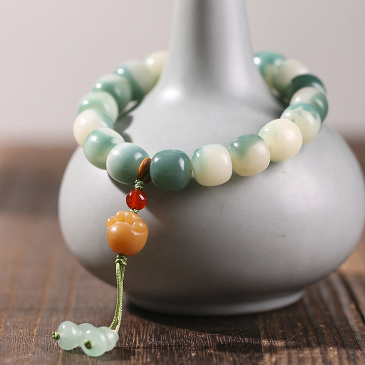 Buddha Stones, Farbverlauf, Bodhi-Samen, neunschwänziger Fuchs, Katzenpfote, Klaue, Kiefernzapfen, Friedensarmband - Gelbe Katzenpfote (Handgelenkumfang 16–17 cm) - image 13