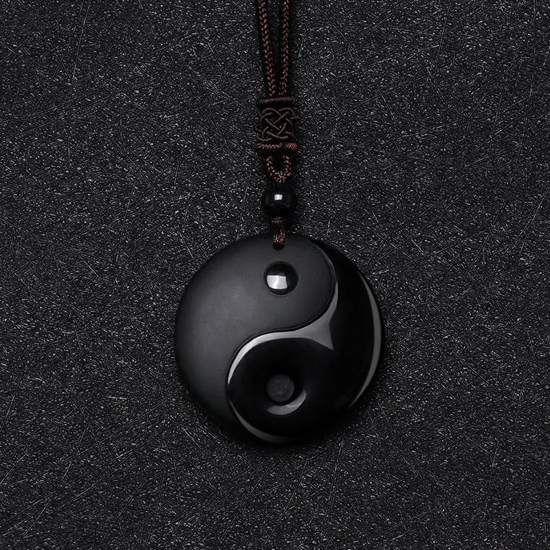 Buddha Stones, schwarzer Obsidian, Taoismus, fünf heilige Berge, Mantra mit neun Charakteren, geschnitzte Reinigung, Yin-Yang-Halskettenanhänger - image 6