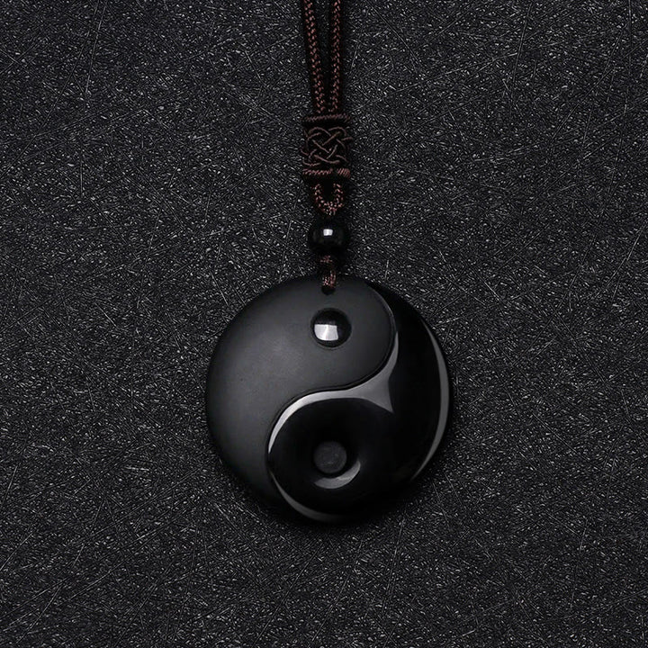Buddha Stones, schwarzer Obsidian, Taoismus, fünf heilige Berge, Mantra mit neun Charakteren, geschnitzte Reinigung, Yin-Yang-Halskettenanhänger - image 6