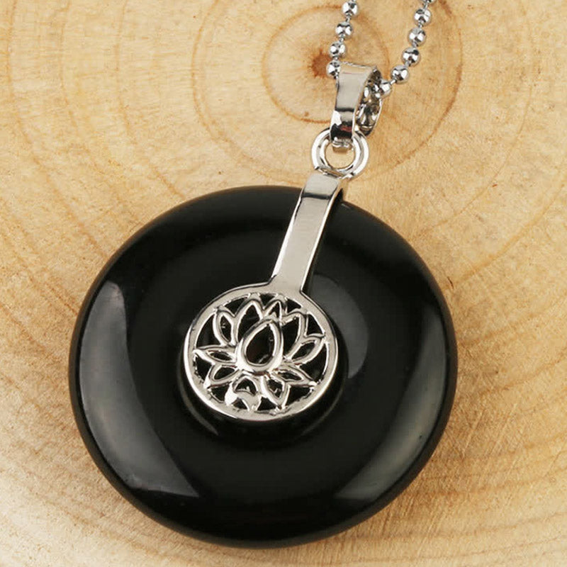 Buddha Stones, verschiedene Kristall-Amethyst-Rosa-Kristall-Lotus-Heilungs-Halsketten-Anhänger - Schwarzer Onyx - image 18