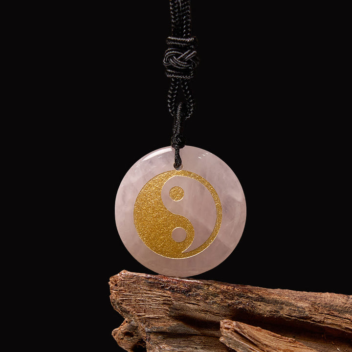 Buddha-Steine, verschiedene Kristalle, Amethyst, Tigerauge, grüner Aventurin, Yin Yang, spiritueller Halskettenanhänger