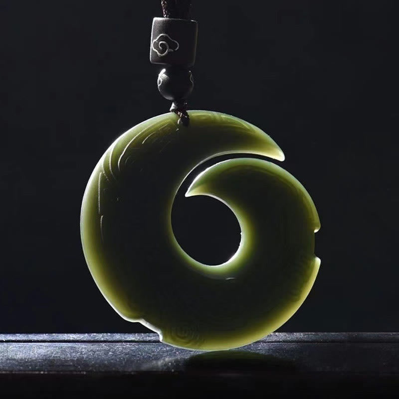 Buddha Stones One's Luck Improves Design Patern Hetian Cyan Jade Peace Buckle Luck Halskette Anhänger