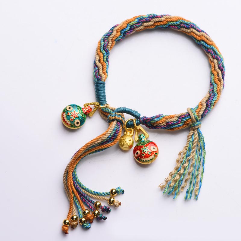 Buddha-Stein-Armband, goldfarbenes Schlangenmuster, Motiv: Familie, Glück, Reinkarnation, Knoten, geflochten, buntes Schnurarmband