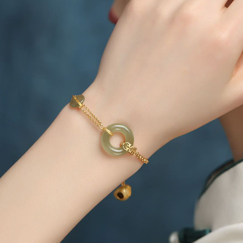 Rundes Jade-Friedensschnallen-Kürbis-Fu-Charakter-Glücksbringer-Wohlstandskettenarmband