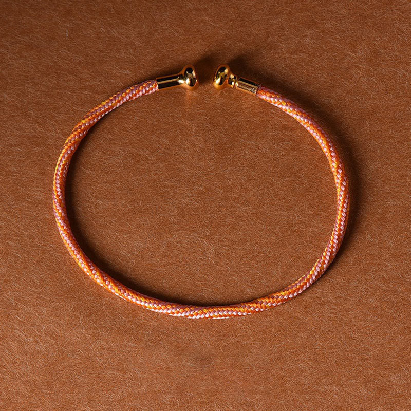 Buddha Stones, schlichtes Design, handgefertigtes Glücksgeflecht-Manschettenarmband - Rosa Orange - image 21