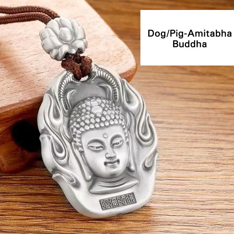 Buddha Stones, chinesisches Sternzeichen, Natal Buddha, Om Mani Padme Hum, Lotus, Mitgefühl, Halsketten-Anhänger - Hund/Schwein-Amitabha Buddha - image 19