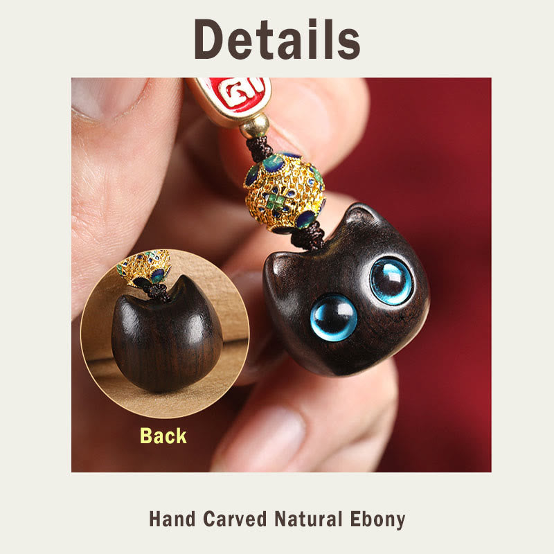 Buddha Stones, Ebenholz, glückliche Katze, verheißungsvolle Wolke, Frieden, Schlüsselanhänger, Handy-Hängedekoration - image 12