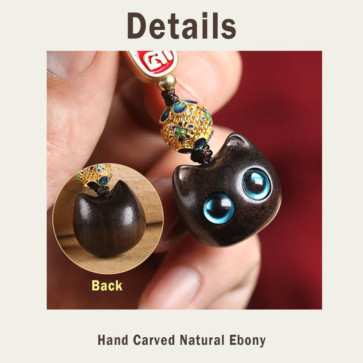 Buddha Stones, Ebenholz, glückliche Katze, verheißungsvolle Wolke, Frieden, Schlüsselanhänger, Handy-Hängedekoration - image 12