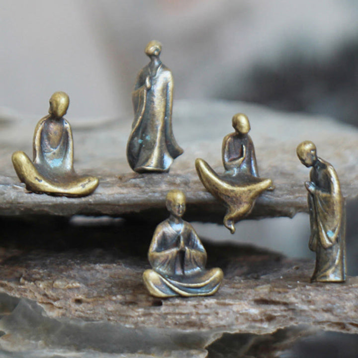 Buddha Stones, Mini-Meditation, Buddha, Metall, Mönch, Gelassenheit, Heimdekoration