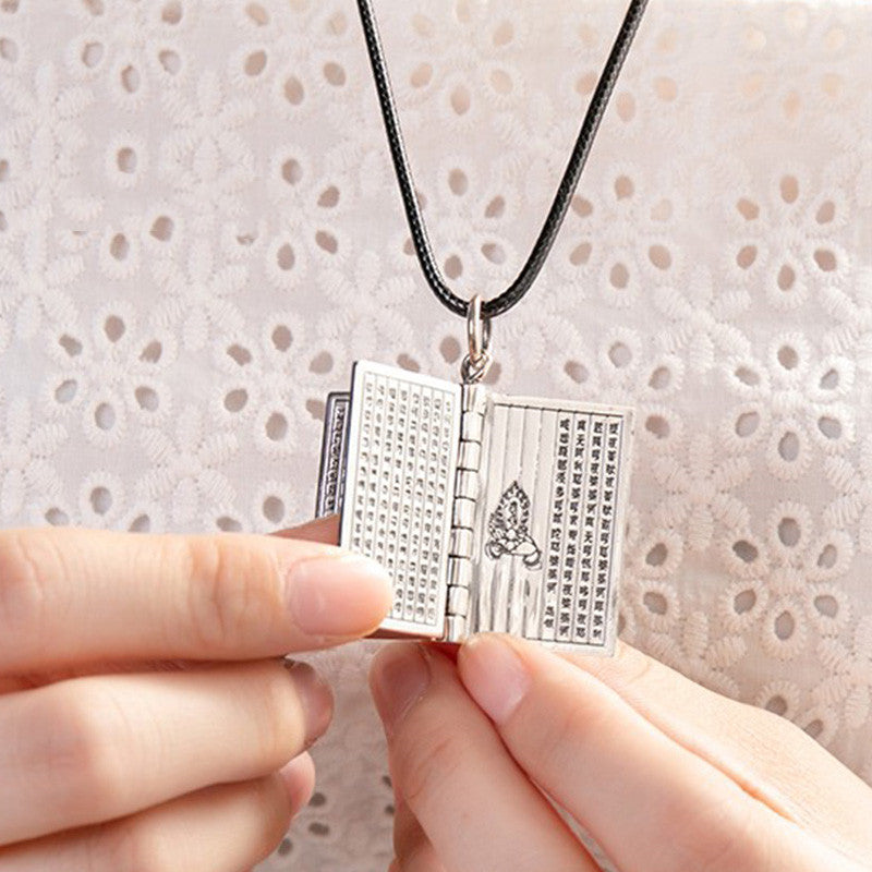 990 Sterling Silber Herz Sutra Großes Mitgefühl Shurangama Mantra Lotus Vajra Frieden Halskette Anhänger - image 7