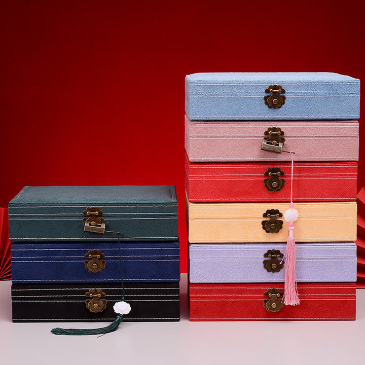 Buddha Stones, schlichtes Design, Schmuckschatulle, Organizer, einlagige Flanell-Schmuckaufbewahrungsbox mit Schloss - image 1