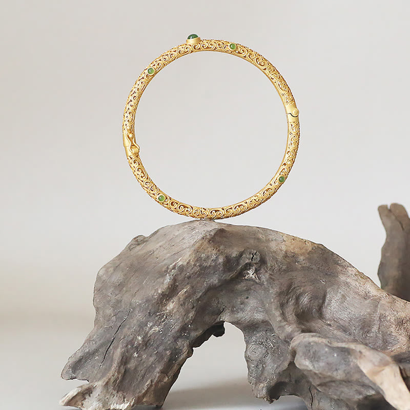 Buddha Stones Cyan Jade Kupfer Glücksverheißende Wolken Calm Healing Armband Armreif