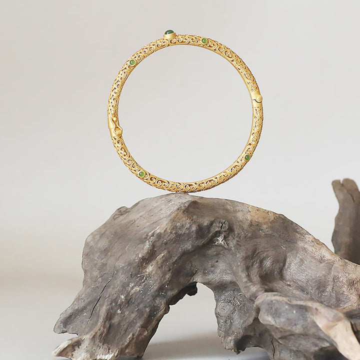 Buddha Stones Cyan Jade Kupfer Glücksverheißende Wolken Calm Healing Armband Armreif