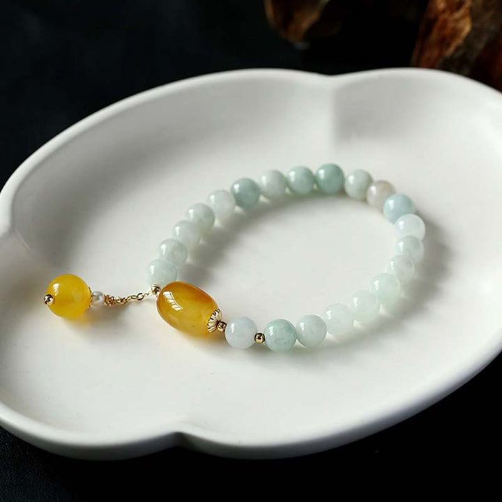 Buddha Stones Schutzarmband aus natürlichem Weiß Jade-Achat