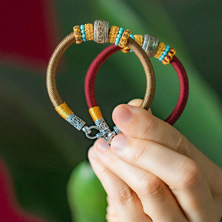 Buddha Stones Handgefertigtes tibetisches Amulett mit King-Kong-Knoten, Glücksschutz, geflochtenes Armband - image 14