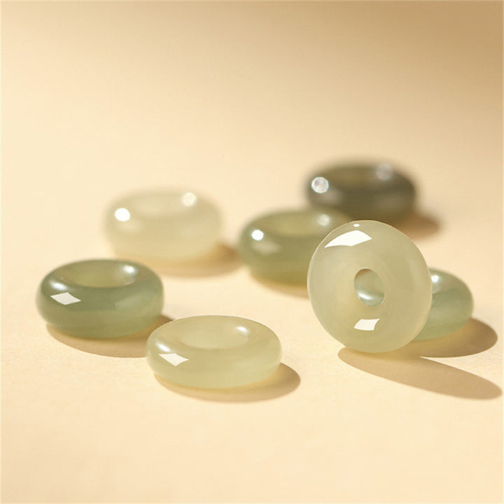 Buddha Stones Glücksarmband aus 925er-Sterlingsilber, Koi-Fisch-Hetian-Jade, Friedensschnalle