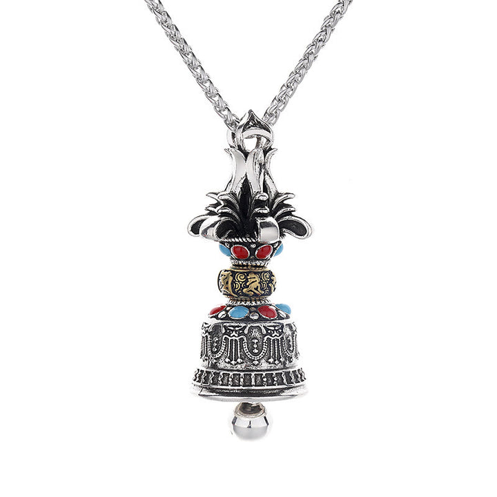 Buddha Stones Tibetan Om Mani Padme Hum Dorje Vajra Bell Strength Necklace Pendant - image 4