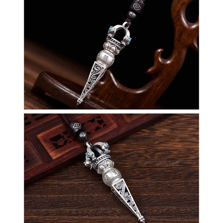 Buddha Stones, tibetischer Om Mani Padme Hum Dorje Vajra Design, Weisheit, drehbarer Halsketten-Anhänger - image 7