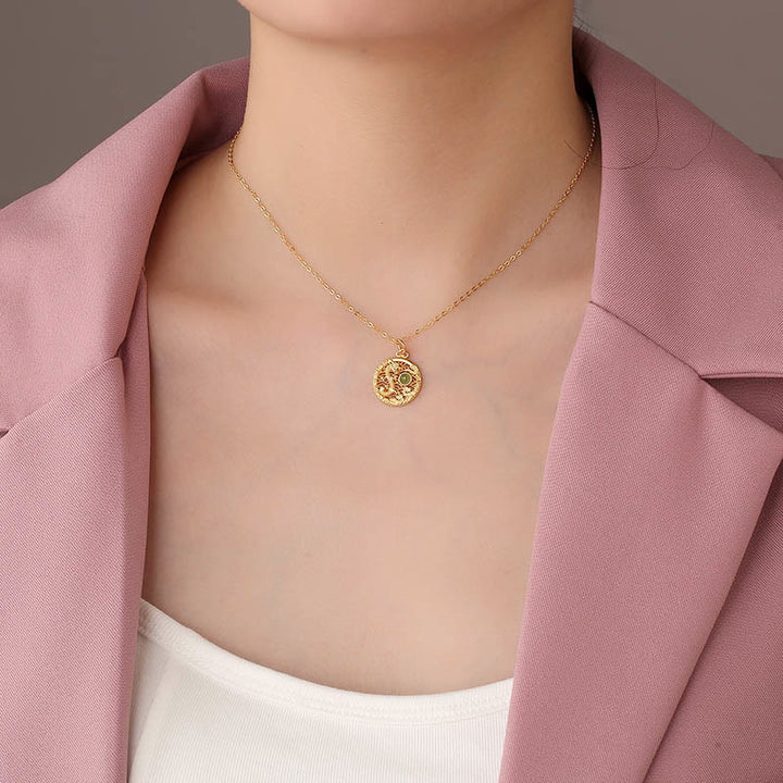 Buddha Stones 925 Sterling Silber Jahr des Drachen Glückswolken Hetian Jade eingelegter Glückskettenanhänger - image 5