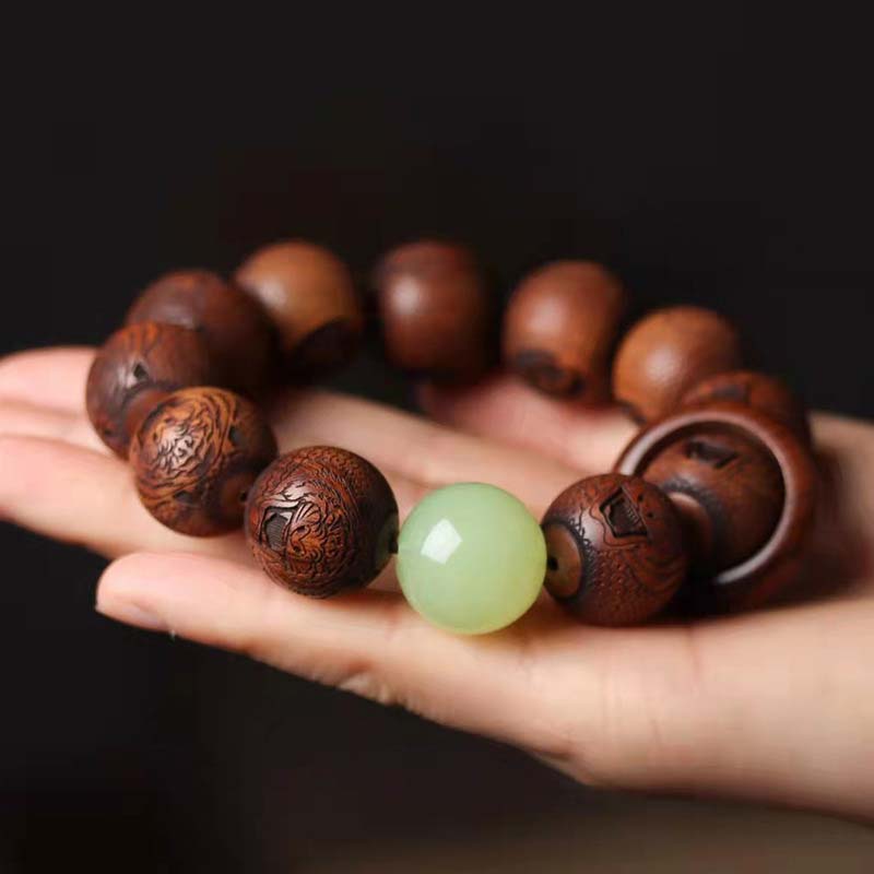 Buddha Stones Tibetisches Palisander-Gravur-Tigerschutzarmband