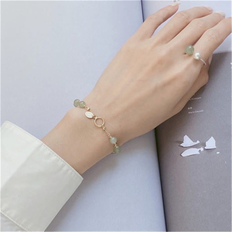14 Karat vergoldetes Hetian-Jade-Perlen-Wohlstandskettenarmband