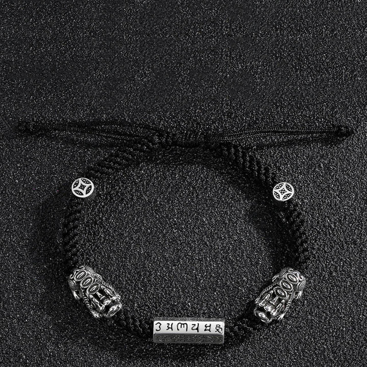 Buddha Stones Double PiXiu Feng Shui Kupfer Münze Om Mani Padme Hum String Armband - image 5