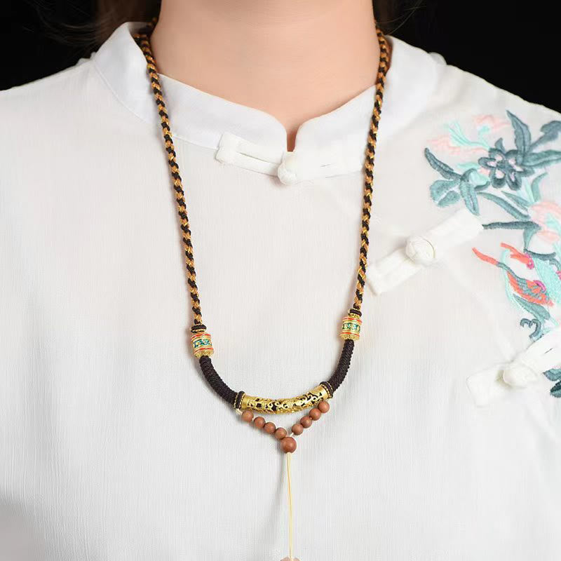 Buddha Stones, tibetischer handgefertigter King-Kong-Knoten, Om Mani Padme Hum, Gebetsmühle, Halsketten-Anhänger - image 2