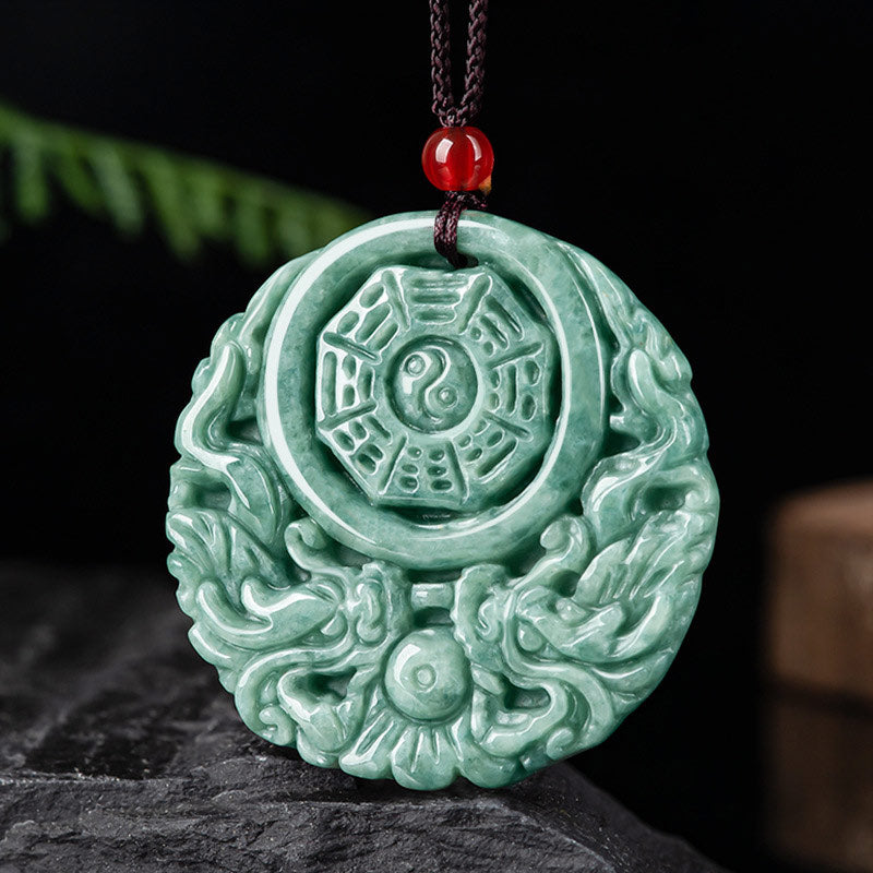Buddha Stones Drachen Jade Yin Yang Balance Halskette String Anhänger - image 2