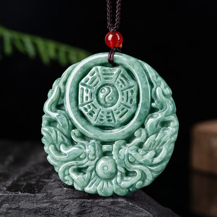 Buddha Stones Drachen Jade Yin Yang Balance Halskette String Anhänger - image 2