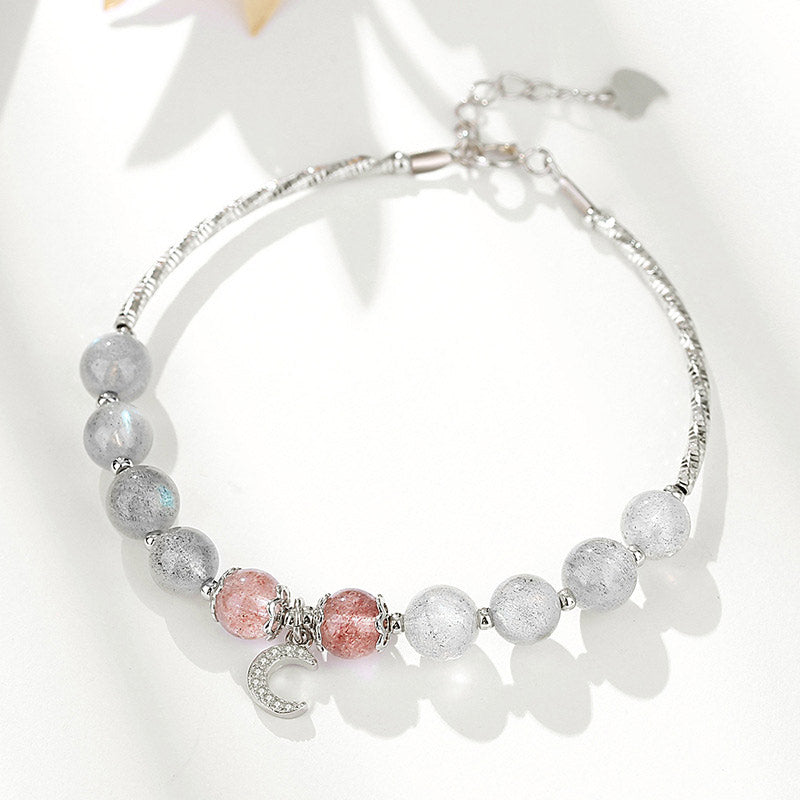 Buddha Stones Erdbeerquarz-Mondstein-Glücks-Mond-Charm-Armband - image 2