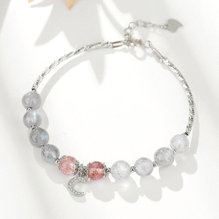 Buddha Stones Erdbeerquarz-Mondstein-Glücks-Mond-Charm-Armband - image 2
