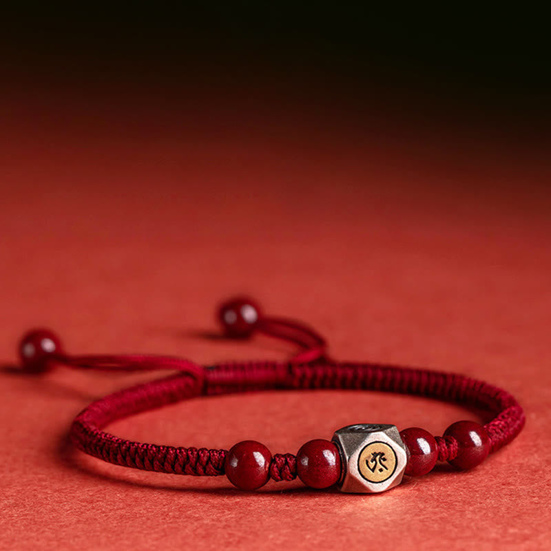 Buddha Stones 925 Sterling Silber Chinesisches Sternzeichen Natal Buddha Zinnober Calm Armband - image 0