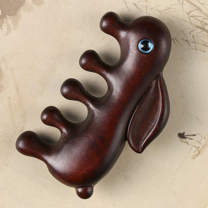 Kleines Blatt, rotes Sandelholz, grünes Sandelholz, schöner Häschen-Entspannungs-Massagekamm