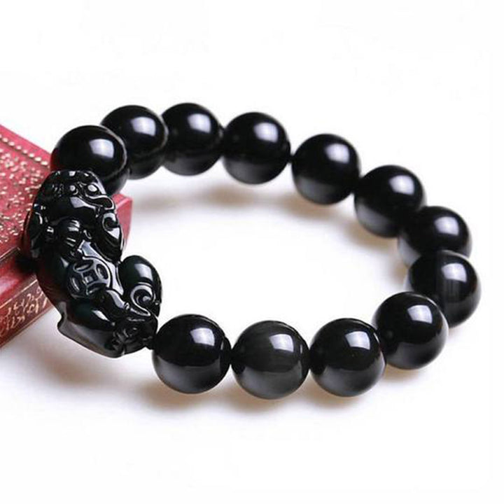 Buddha Stones FengShui PiXiu Obsidian Reichtumsarmband