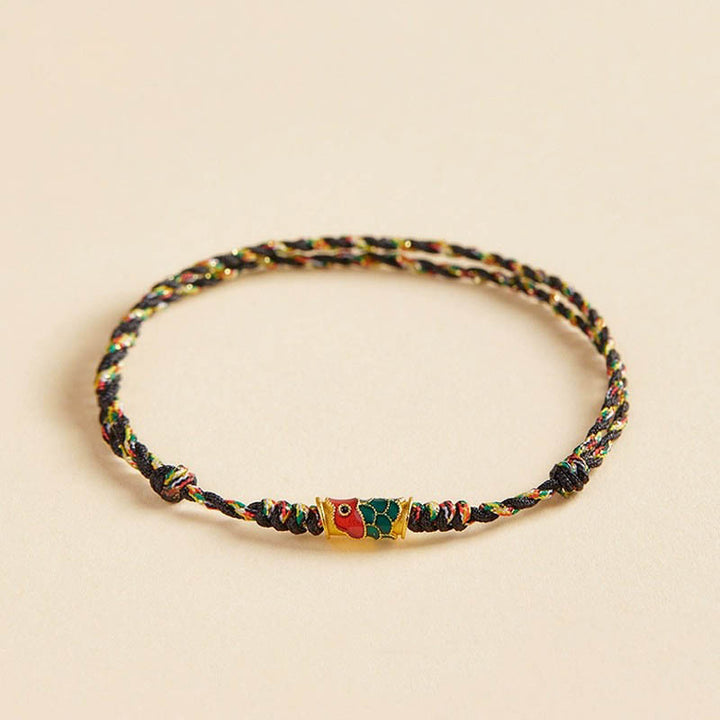 Buddha Stones Handgefertigtes Armband aus geflochtenem Seil, Koi Fish Wealth Prosperity