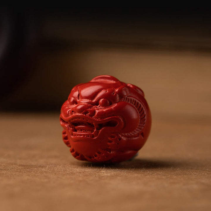 Buddha Stones, Tibet, Om Mani Padme Hum, PiXiu, Kupfermünze, kleines Blatt, rotes Sandelholz, Zinnober, Schutz-Schlüsselanhänger