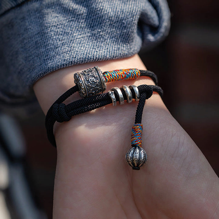 Buddha Stones, tibetisches Om Mani Padme Hum, geschnitztes Amulett, doppelt gewickeltes Armband