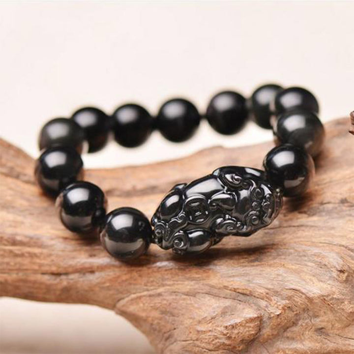Buddha Stones FengShui PiXiu Obsidian Reichtumsarmband