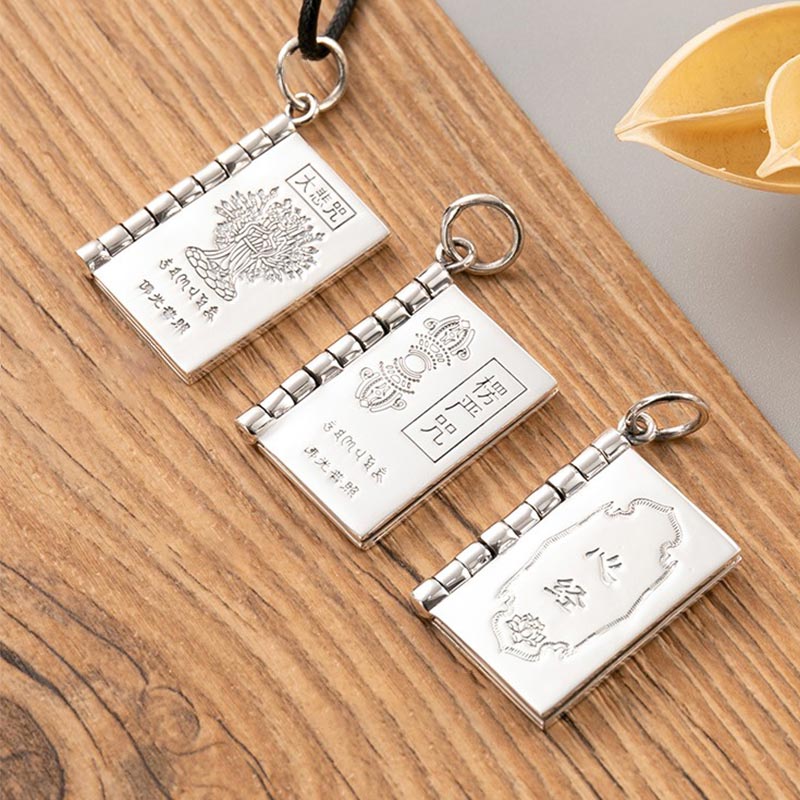 990 Sterling Silber Herz Sutra Großes Mitgefühl Shurangama Mantra Lotus Vajra Frieden Halskette Anhänger - image 12