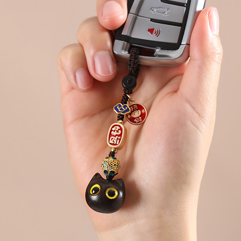 Buddha Stones, Ebenholz, glückliche Katze, verheißungsvolle Wolke, Frieden, Schlüsselanhänger, Handy-Hängedekoration - image 5