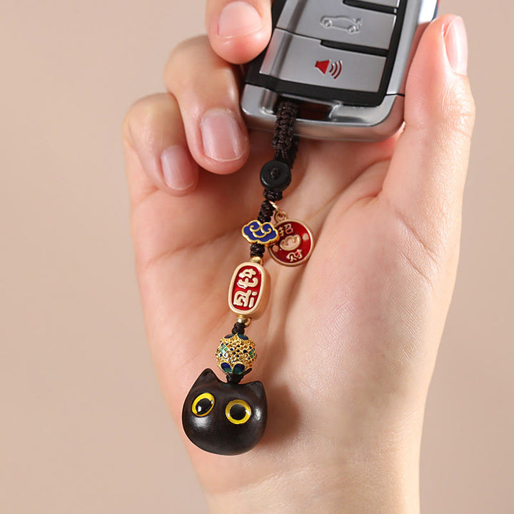 Buddha Stones, Ebenholz, glückliche Katze, verheißungsvolle Wolke, Frieden, Schlüsselanhänger, Handy-Hängedekoration - image 5