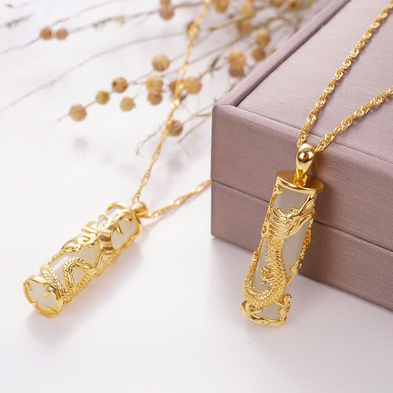 Buddha Stones Jade Drache Phoenix Kupfer Segen Harmonie Halskette Anhänger - image 1